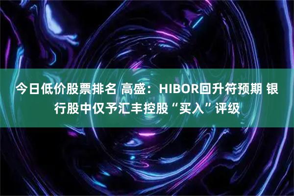 今日低价股票排名 高盛：HIBOR回升符预期 银行股中仅予汇丰控股“买入”评级