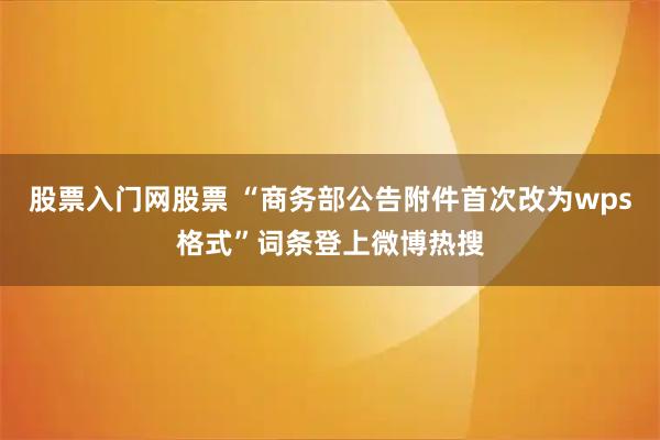 股票入门网股票 “商务部公告附件首次改为wps格式”词条登上微博热搜