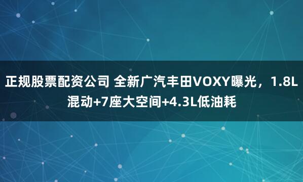 正规股票配资公司 全新广汽丰田VOXY曝光，1.8L混动+7座大空间+4.3L低油耗